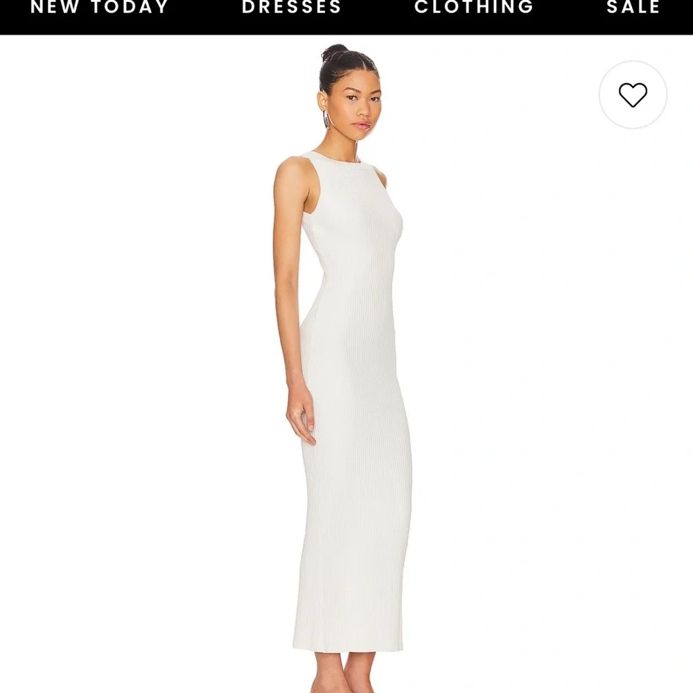 GOOD AMERICAN / SHINE RIB OFF SCOOP BACK MIDI DRESS IN CLOUD WHITE001 MSRP  $189